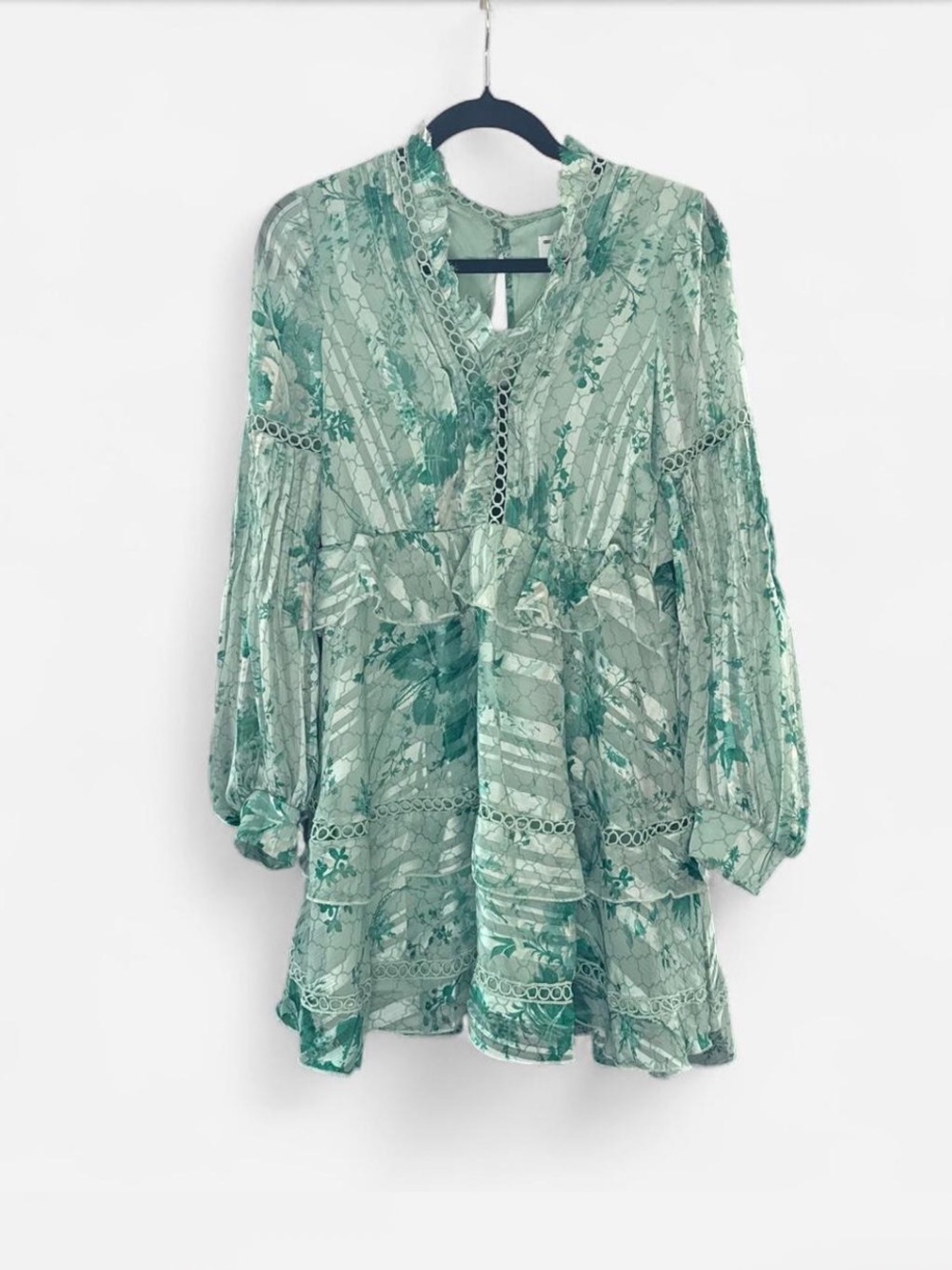 ASOS Green Floral Mini Dress size 6 coquette boho garden party ethereal flowy